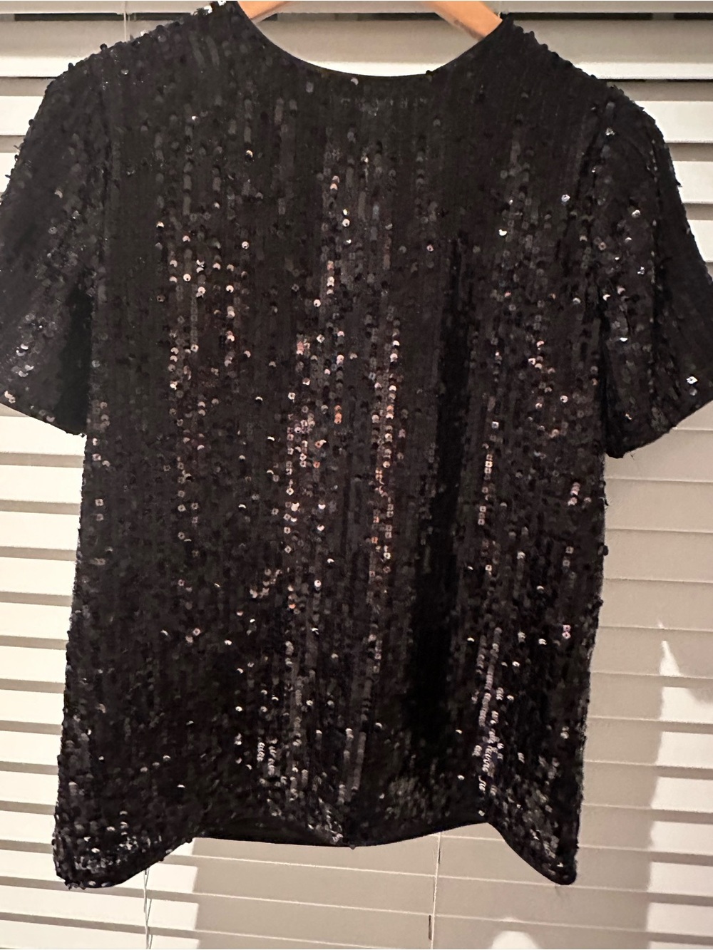 Black Sequin Short Sleeve Top